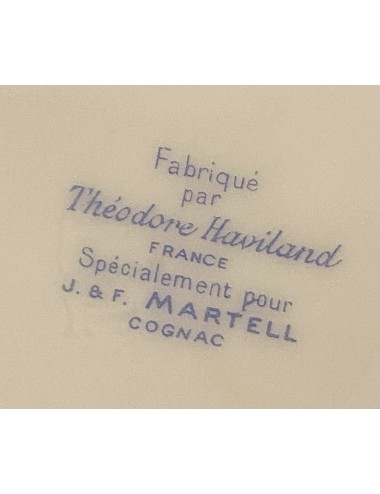 Kopje en schoteltje - klein maatje - dun porselein - Fabriqué par Thédore Haviland France spécialement pour J & F Martell Cognac