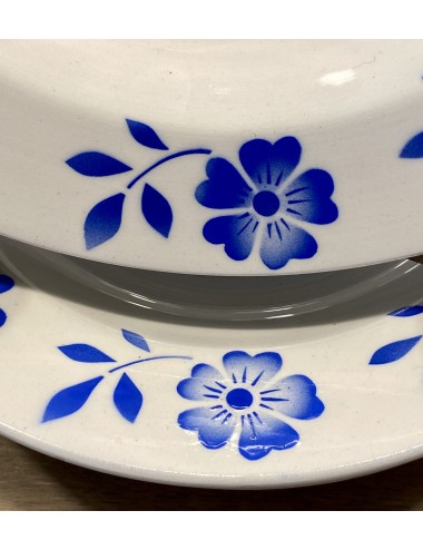 Diep bord / soepbord / pastabord - Annaburg - onderglazuur decor 915 van helderblauwe bloemenrand in spuitdecor