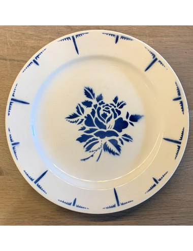 Dinerbord - ongemerkt (ws. Frankrijk) - spuitdecor van een diepblauwe roos