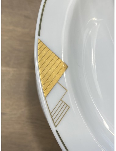 Ontbijtbordje - Mitterteich Bavaria - wit porselein met goudkleurige opdruk van (gestreepte) driehoekjes
