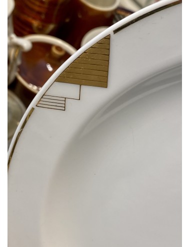 Dinerbord - Mitterteich Bavaria - wit porselein met goudkleurige opdruk van (gestreepte) driehoekjes