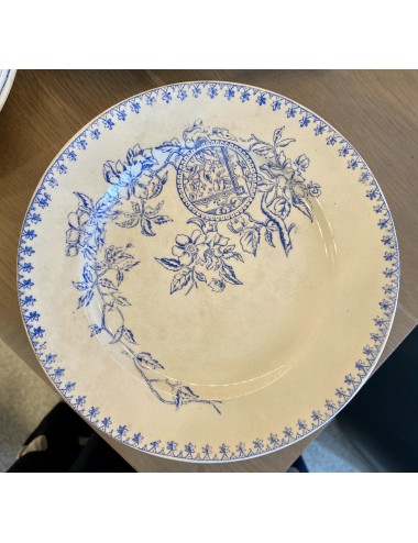 Ontbijtbordje - Faiencerie de Jemmapes - decor van bloemen in blauw