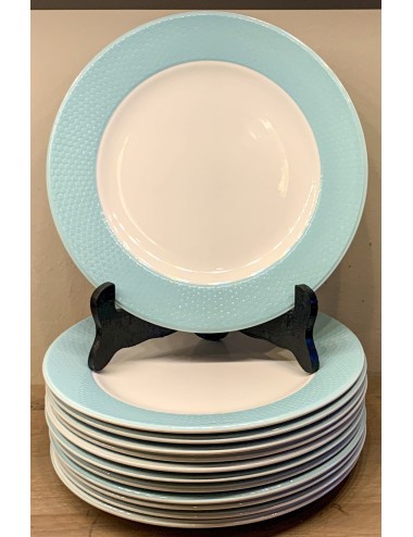 Dinerbord - ongemerkt (waarschijnlijk Frans) - azuurblauw met een soort bijenkorfreliëf