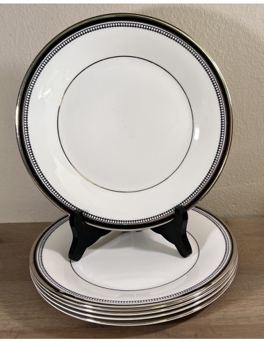 Ontbijtbord / Dessertbord - Royal Doulton - décor SARABANDE in zilverkleur met zwart/donkerblauw