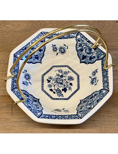 Bonbonschaaltje - 8-kantig - J.G. Meakin - décor OLD PEKIN in blauw met goudkleurig, metalen, hengsel
