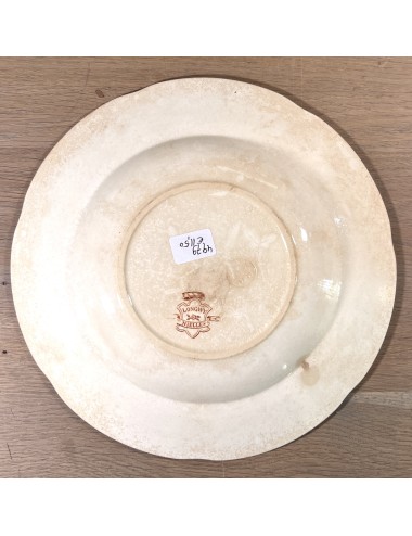 Deep plate / Soup plate / Pasta plate - Longwy - NIELLES - décor of flowers in brown/gray/green with embossed drawing