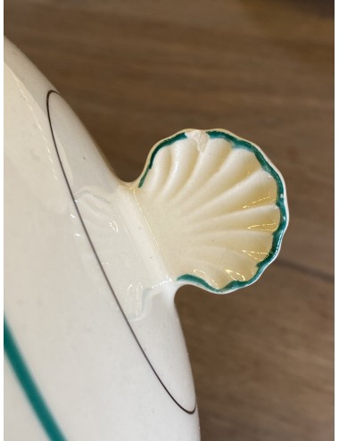 Botervloot - rond model met vaste onderschaal - ongemerkt - crème met groene streep