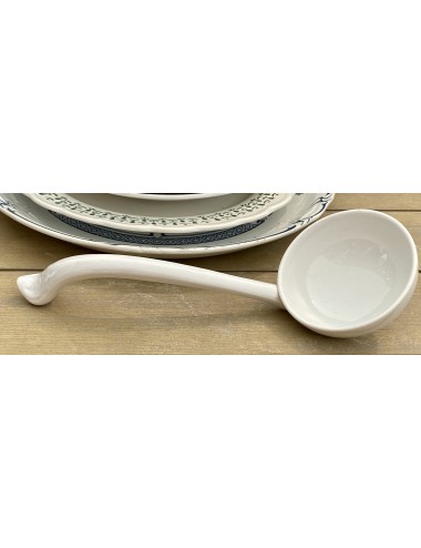 Soup spoon - Sleef - Societe Ceramique Maestricht blue mark - white with curved end handle with relief