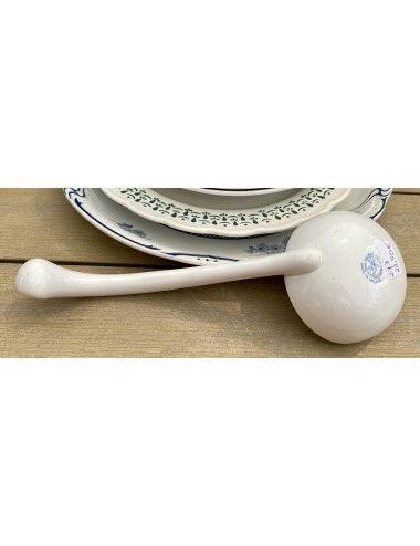 Soup spoon - Sleef - Societe Ceramique Maestricht blue mark - white with curved end handle with relief