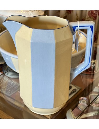 Water pitcher - Boch - model VOLGA1 - décor unknown, in baby blue and cream, Art Deco design - from 1936