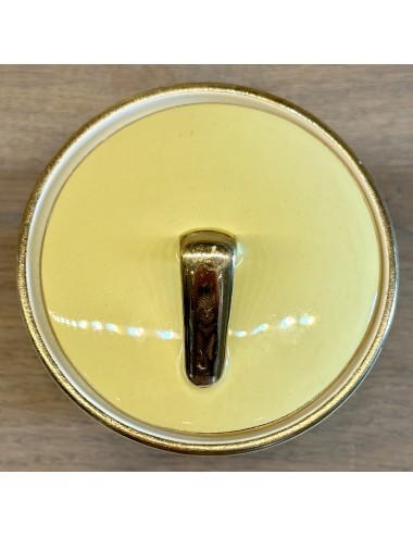 Sugar bowl - Boch - model SATURN/MIAMI (1957-1962) - décor in ochre yellow with gold handle