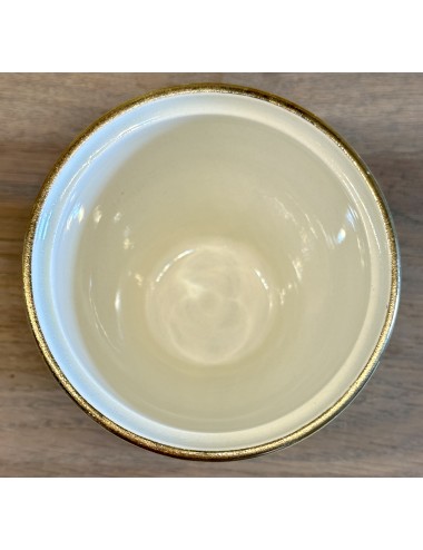 Sugar bowl - Boch - model SATURN/MIAMI (1957-1962) - décor in ochre yellow with gold handle