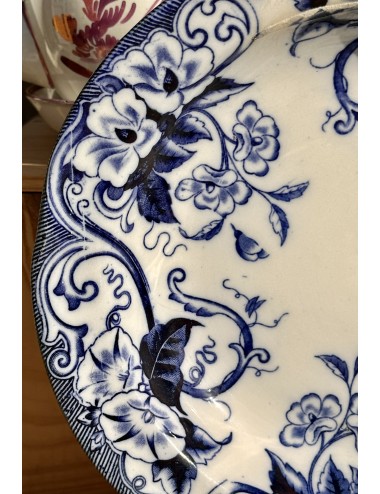 Diep bord - groter, schaal - Creil & Montereau - décor FLORA blauw