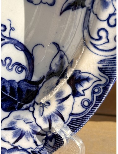 Deep plate - larger, bowl - Creil & Montereau - décor FLORA blue