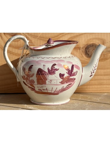 Theepotje - model met kraag - Sunderland lustreware/pink lustreware - ca. 1820-1825 - cottage design
