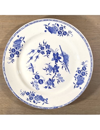 Ontbijtbord / Desserbord - Boch - décor GRAND BOUQUET blauw - speciaal model met verdikking onderrand