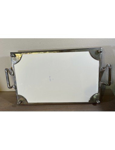 Tray / Presentation tray - model on legs and with handles and metal rim - Art Deco