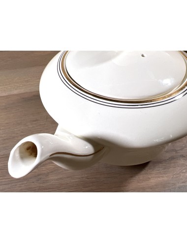 Teapot - Mosa (3 arches) - décor in cream with black and gold lines