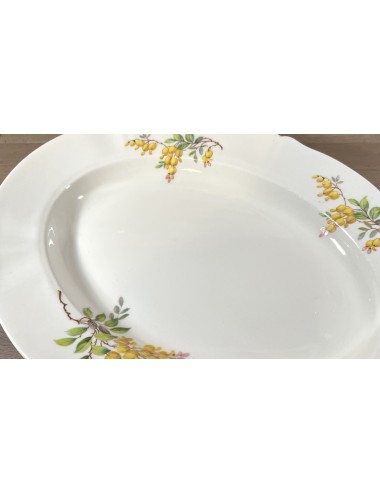 Plate - oval model - Petrus Regout - décor of golden rain with scalloped edge