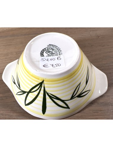 Dessert dish / Flat bowl - Royal Sphinx - décor in yellow rings with green stylized leaves