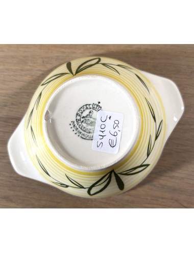 Dessert dish / Flat bowl - Royal Sphinx - décor in yellow rings with green stylized leaves