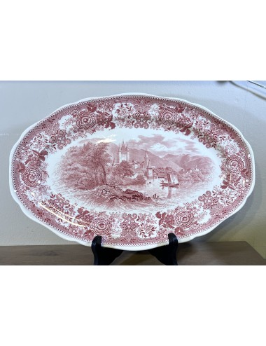 Plate - oval model - Villeroy & Boch - décor BURGENLAND in pink/red