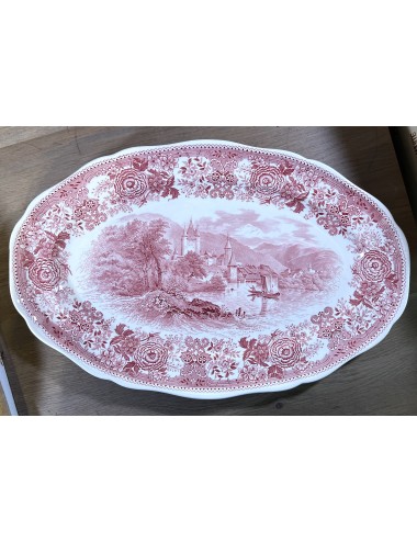 Plate - oval model - Villeroy & Boch - décor BURGENLAND in pink/red