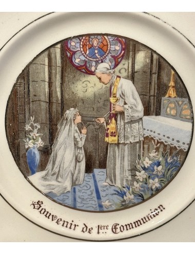 Bordje / Dessertbordje - Boch - décor met een afbeelding van een heilige communie