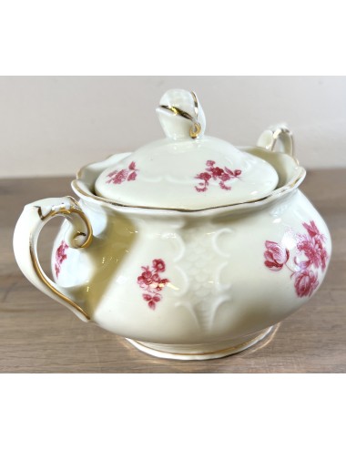 Sugar bowl - Mosa - 3 arches (1960s) - model BAROK with décor of pink/purple flowers
