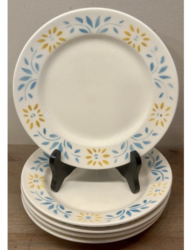 Breakfast plate / Dessert plate - Torgau - décor with yellow and azure blue leaves in the rim