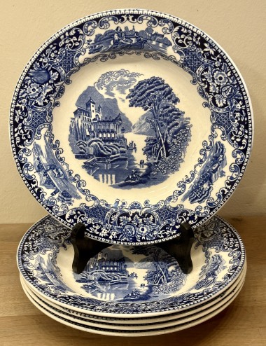 Deep plate / Pasta plate / Soup plate - Petrus Regout - décor CASTILLO BLUE (from 1959 OLD ENGLAND)
