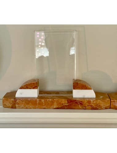 Picture frame - orange/brown marble with white accents - Art Deco