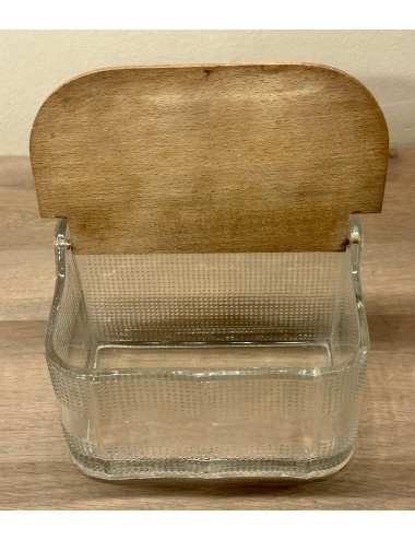 Salt jar / Storage jar - glass - with wooden lid