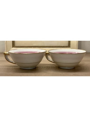 Cup - RENASTRID la Porcelaine Belgique - décor with inside light and dark pink lines
