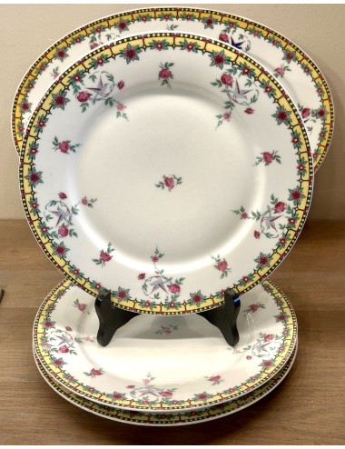 Dinner plate / Dinner plate - Limoges B & Cie (Balleroy) - décor in yellow - made for/sold by A. Tytgad