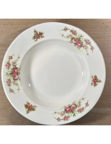 Deep plate / Soup plate / Pasta plate - Badonviller France - décor of double rose with gold edge