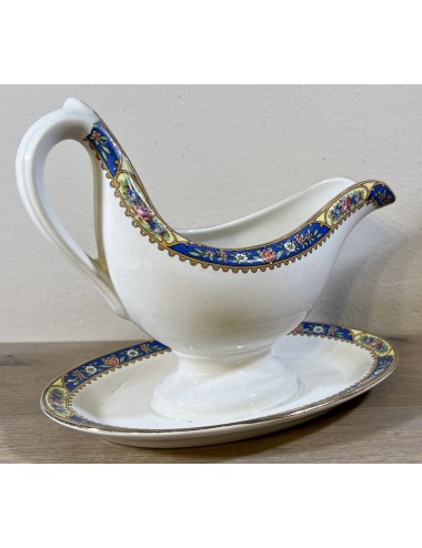 Gravy boat / Sauce bowl - Boch - decoration with flowers in blue/yellow