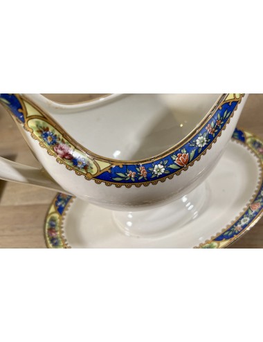 Gravy boat / Sauce bowl - Boch - decoration with flowers in blue/yellow