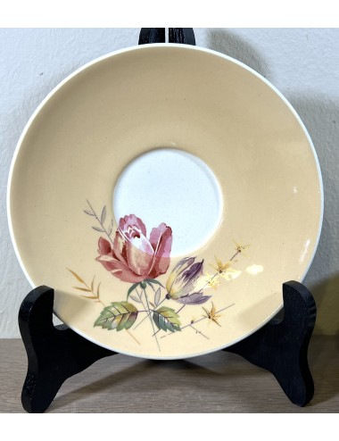 Underplate / Dish - VEB Germany - décor with a rose on a orange/pink pastel background