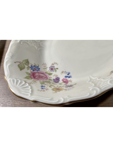 Bread bowl / Plate - oval model - Mosa - décor in blue/pink flowers