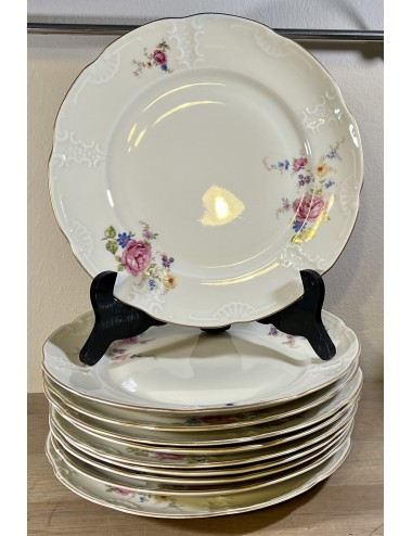 Dinner plate - Mosa - décor in blue/pink flowers