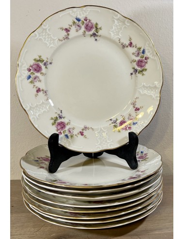 Ontbijtbord / Dessertbord - Mosa - décor in blauw/roze bloemen