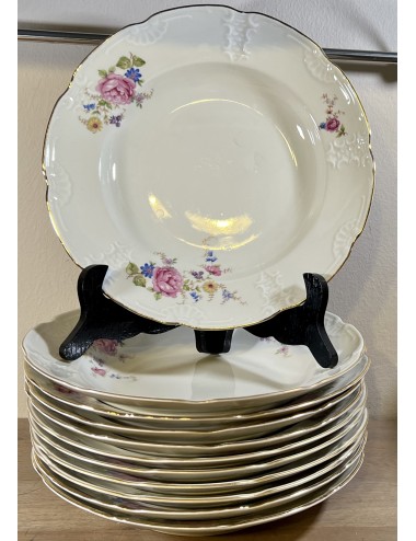 Deep plate / Soup plate / Pasta plate - Mosa - décor in blue/pink flowers