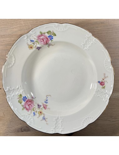 Deep plate / Soup plate / Pasta plate - Mosa - décor in blue/pink flowers