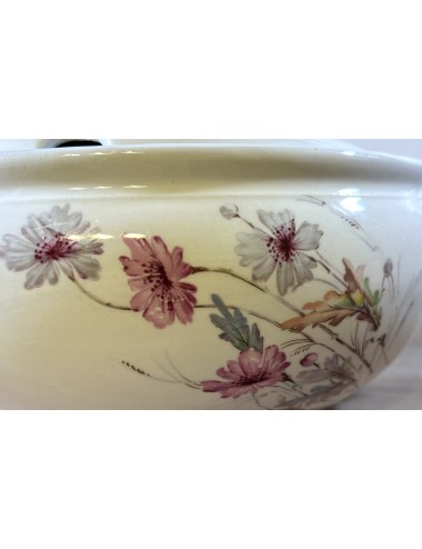 Cover dish / Soup tureen - Petrus Regout - model Desiree with a décor of gray/pink flowers