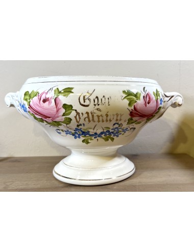 Wedding tureen - Societe Ceramique Maestricht - without cover - décor with hand-painted decor of moss roses / moss rose