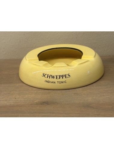 Ashtray with advertising print for SCHWEPPES INDIAN TONIC - Carltonware - finished in yellow