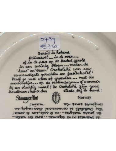 Plate - soup? - Stavanger Flint 60s-70s - recipe Croketski in French and Dutch on the back