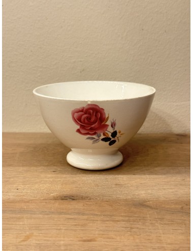 Bowl - unmarked but Boch - décor with a pink rose and a sprig