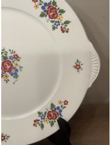 Pastry bowl - unmarked but Petrus Regout - décor with pink/yellow/blue flowers and relief marks